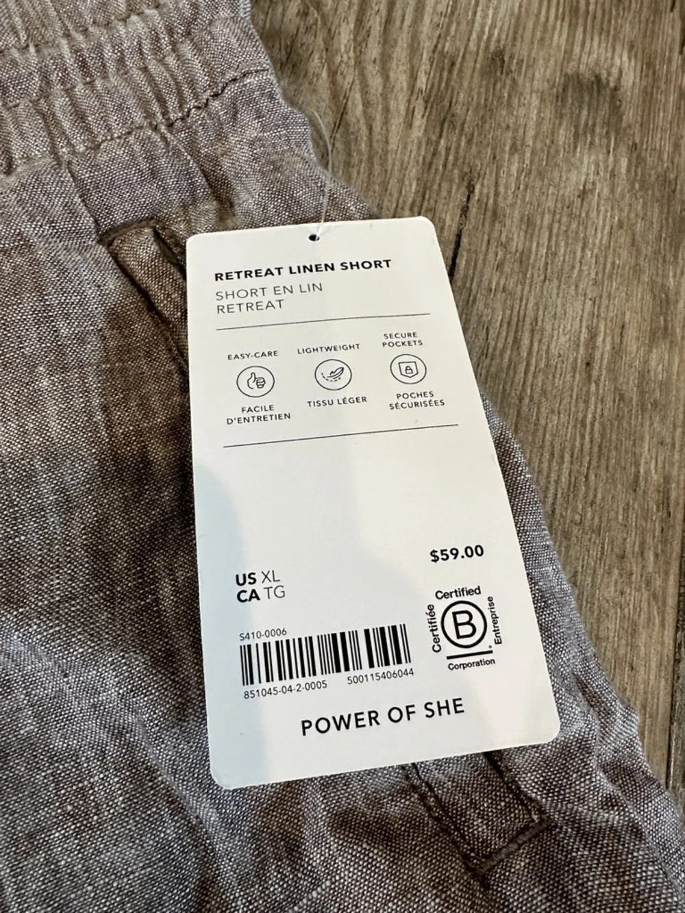 NEW with tags! Retreat Linen Mid Rise 4" Short XL Pyrite - Picture 2 of 6